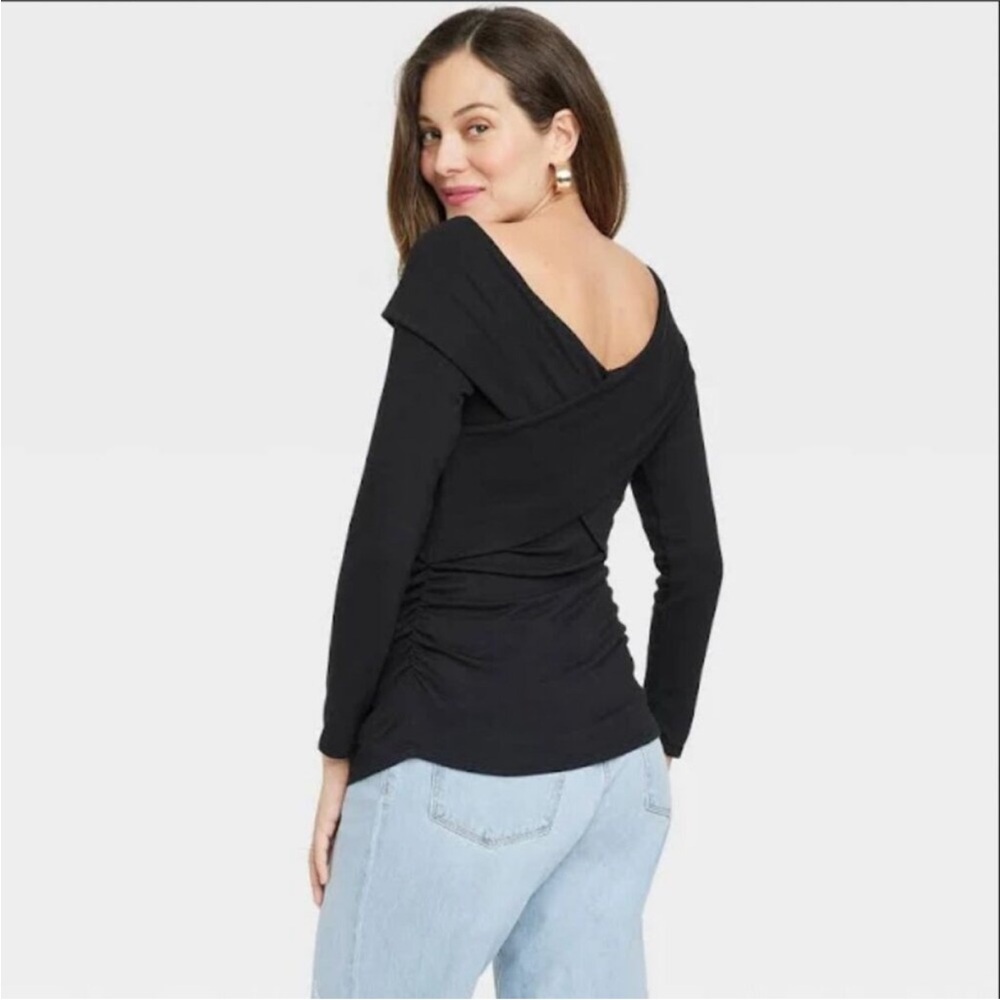 NWT Isabel Maternity by Ingrid & Isabel Top Size XXL Long Sleeve Black - Picture 3 of 4